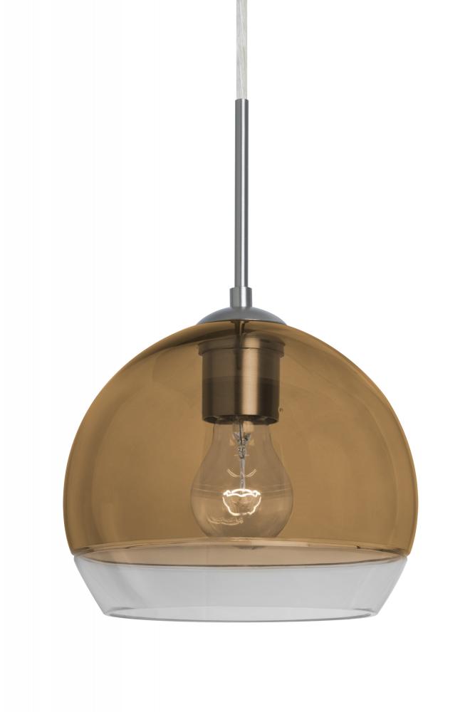 Besa, Ally 8 Cord Pendant, Amber/Clear, Satin Nickel Finish, 1x60W Medium Base