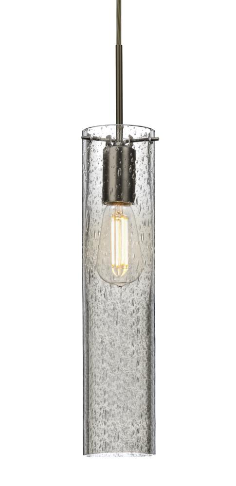 Besa, Juni 16 Cord Pendant, Clear Bubble, Bronze, 1x4W LED Filament