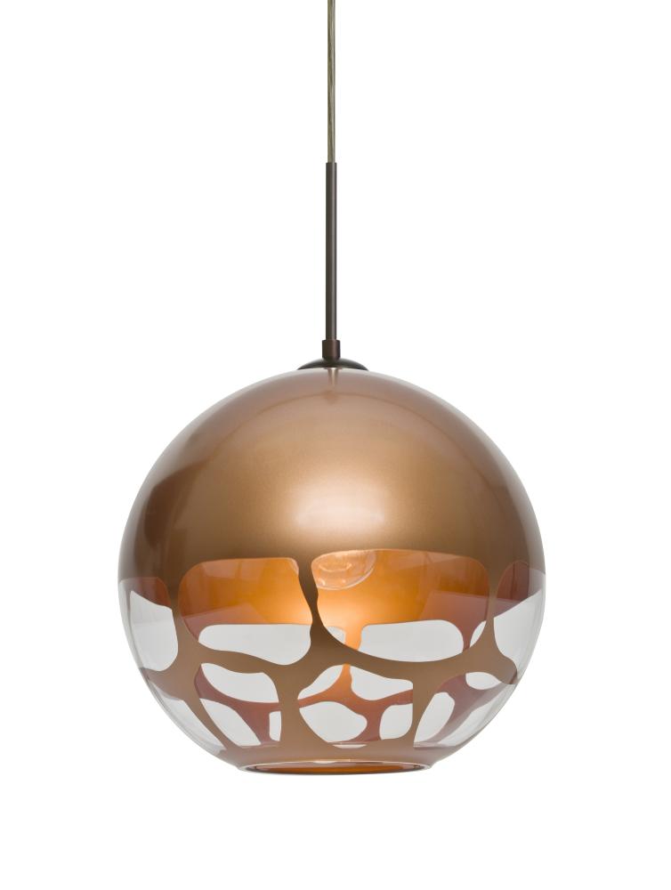 Besa, Rocky Cord Pendant, Copper, Bronze Finish, 1x9W LED