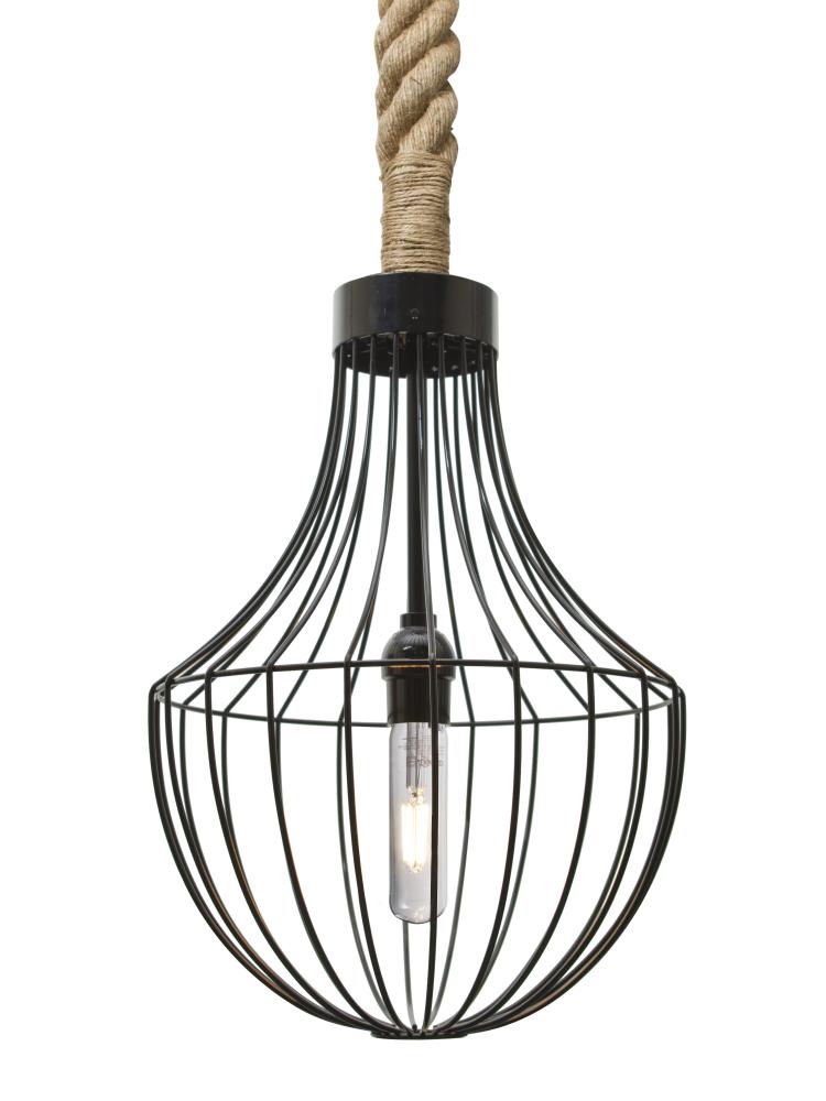 Besa Sultana Flare Rope Pendant, Black, 1x5W LED Filament