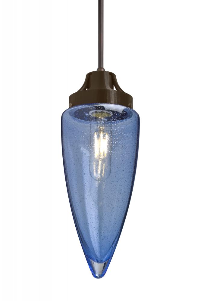 Besa, Sulu Cord Pendant, Blue Bubble, Bronze Finish, 1x4W LED Filament