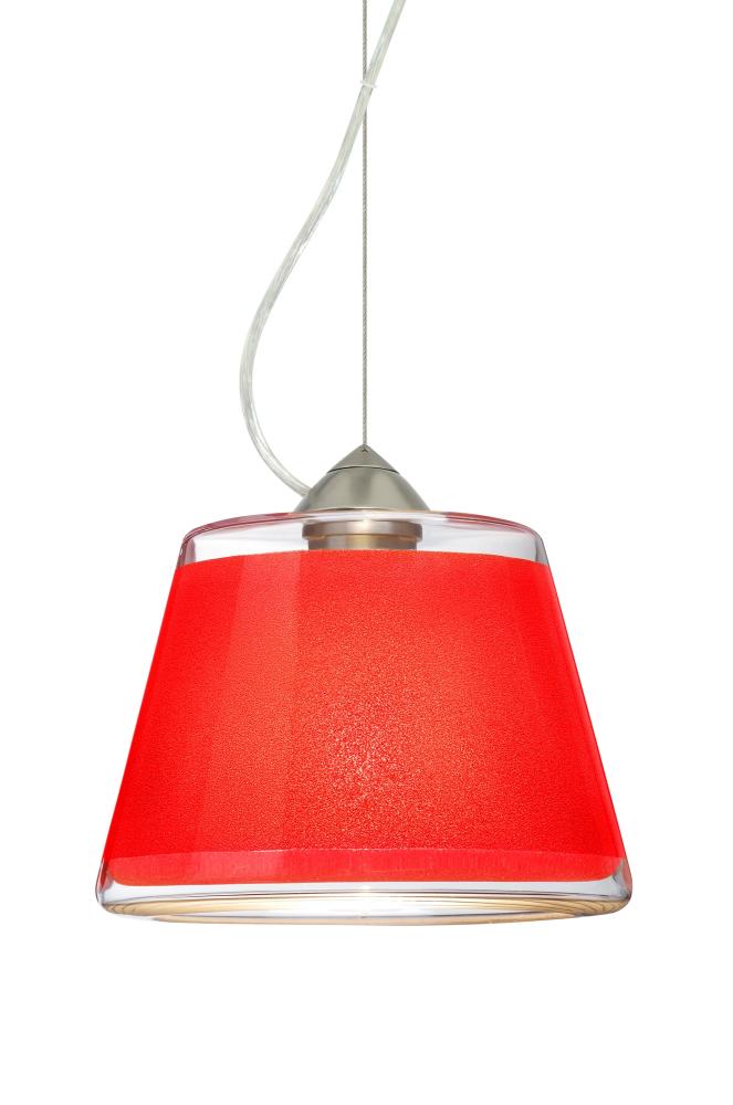 Besa Pica 9 Pendant 1Kx Red Sand Satin Nickel 1x75W Medium Base