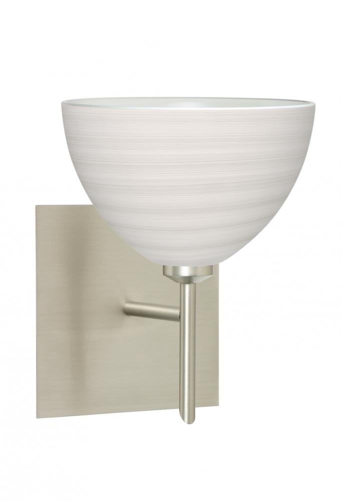 Besa Wall With SQ Canopy Brella Satin Nickel Chalk 1x5W LED