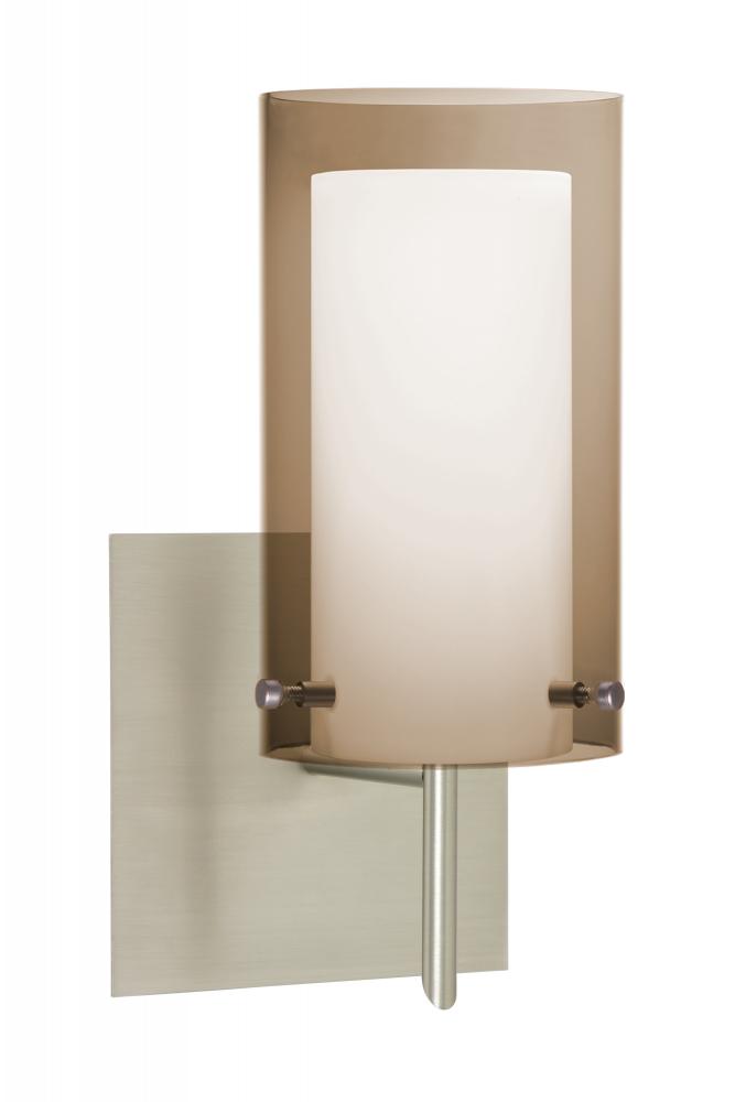 Besa Pahu 4 Wall With SQ Canopy 1SW Transparent Smoke/Opal Satin Nickel 1x40W G9