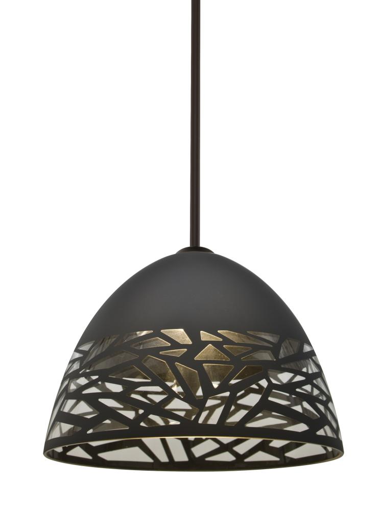 Besa Kiev Stem Pendant, Black, Bronze Finish, 1x9W LED