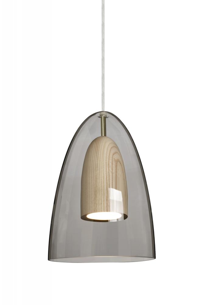 Besa, Dano Cord Pendant, Smoke/Natural, Satin Nickel Finish, 1x9W LED