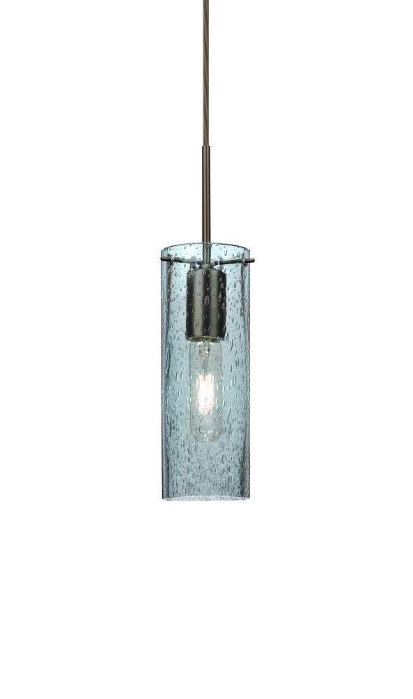 Besa, Juni 10 Cord Pendant, Blue Bubble, Bronze, 1x60W Medium Base