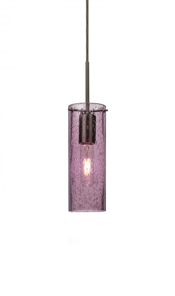 Besa, Juni 10 Cord Pendant, Plum Bubble, Bronze, 1x60W Medium Base