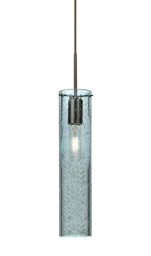 Besa, Juni 16 Cord Pendant, Blue Bubble, Bronze, 1x60W Medium Base