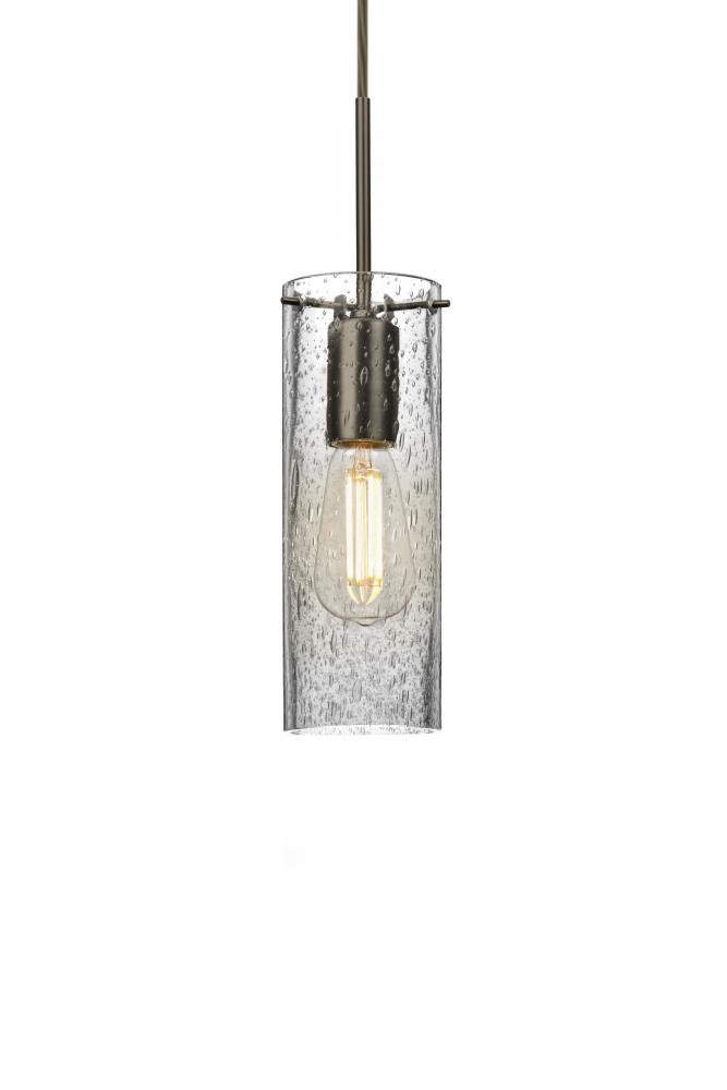 Besa, Juni 10 Cord Pendant, Clear Bubble, Bronze, 1x4W LED Filament