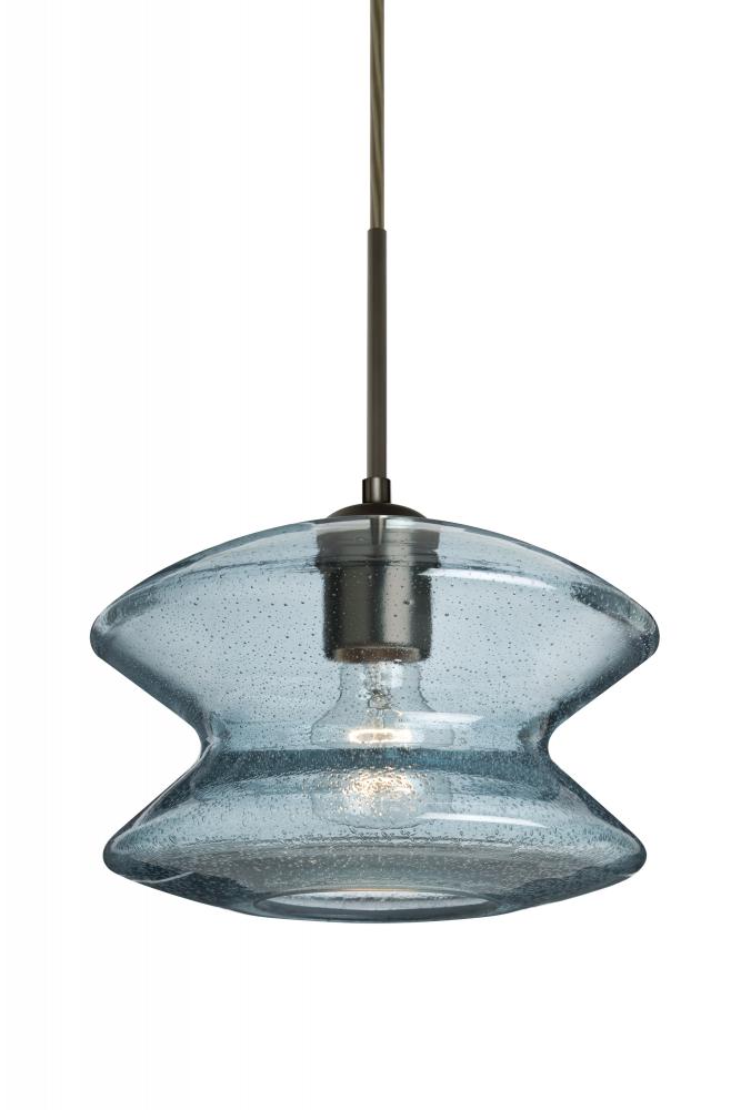 Besa, Zen Cord Pendant, Blue Bubble, Bronze Finish, 1x60W Medium Base