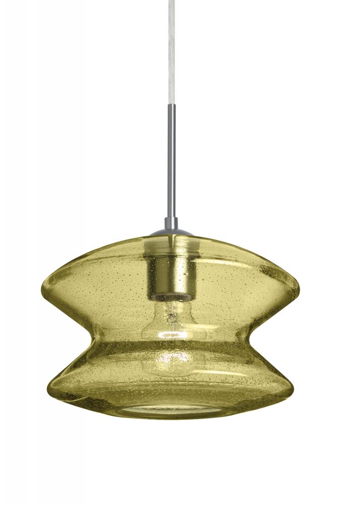 Besa, Zen Cord Pendant, Gold Bubble, Satin Nickel Finish, 1x60W Medium Base