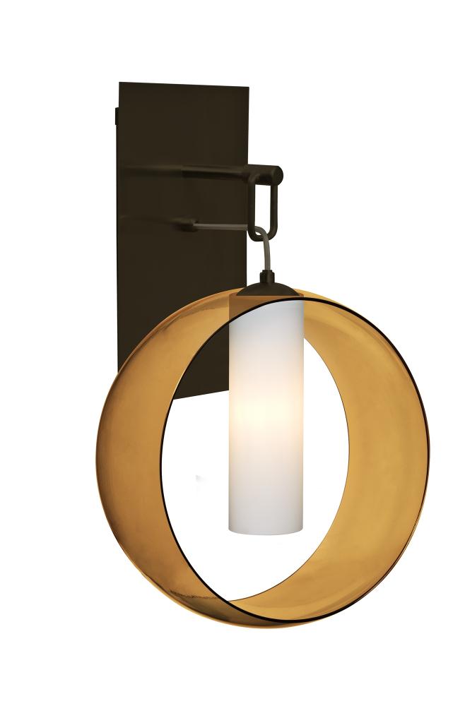 Besa, Plato Wall Pendant, Amber/Opal, Bronze Finish, 1x5W LED