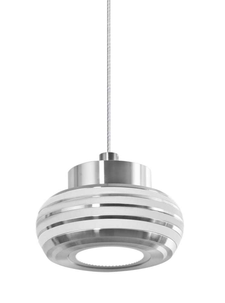 Besa, Flower Cord Pendant, Frost/Frost, Satin Nickel Finish, 1x3W LED