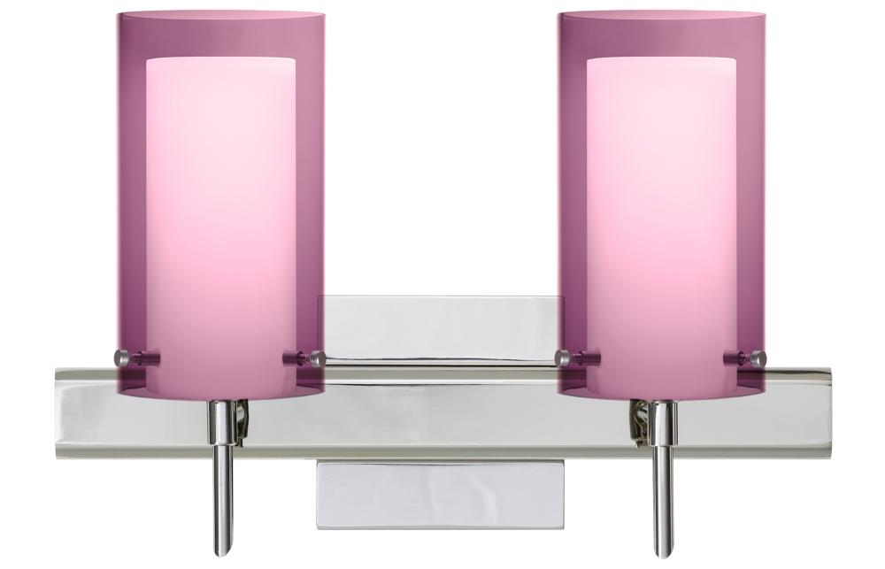 Besa Pahu 4 Wall With SQ Canopy 2SW Transparent Amethyst/Opal Chrome 2x5W LED