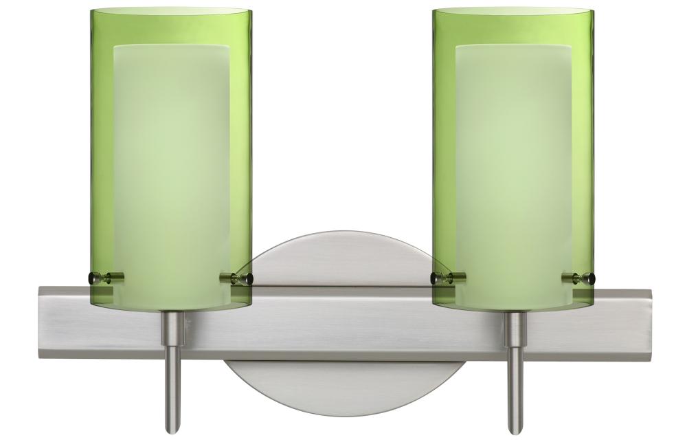 Besa Pahu 4 Wall 2SW Transparent Olive/Opal Satin Nickel 2x5W LED