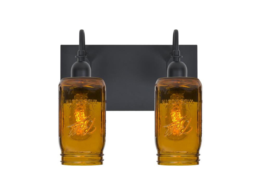 Besa Milo 4 Vanity, Amber, Black Finish, 2x7W LED Filament