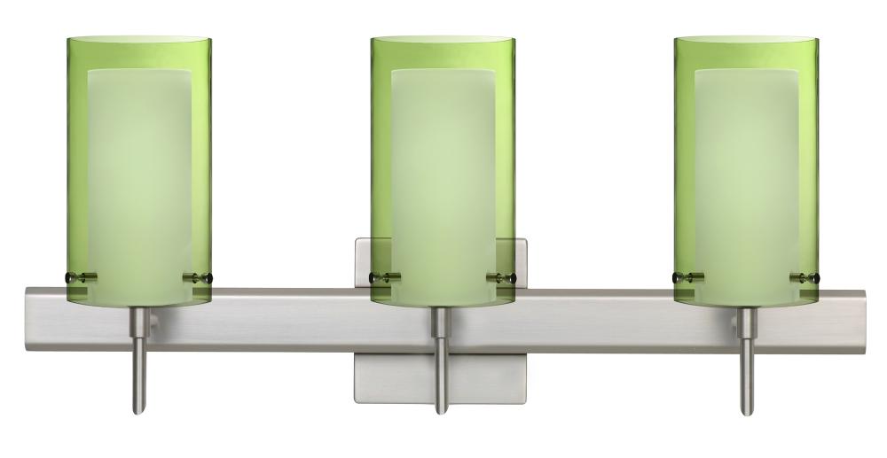 Besa Pahu 4 Wall With SQ Canopy 3SW Transparent Olive/Opal Satin Nickel 3x5W LED