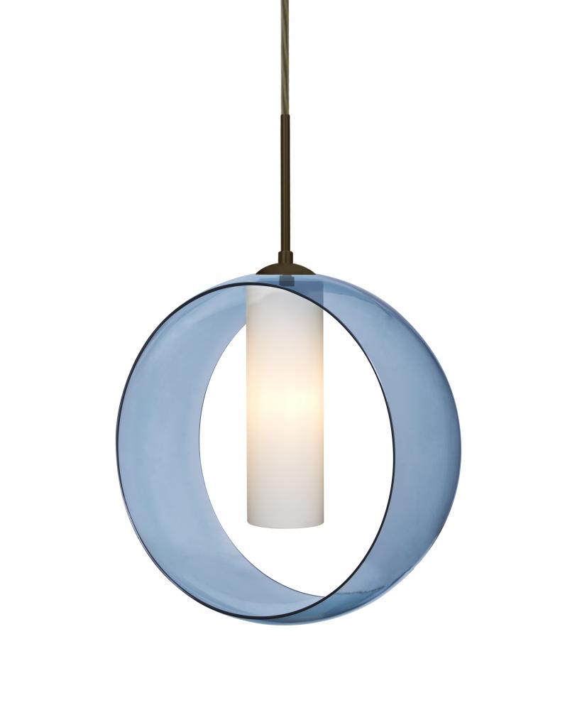 Besa, Plato Cord Pendant For Multiport Canopies, Blue/Opal, Bronze Finish, 1x60W Medi