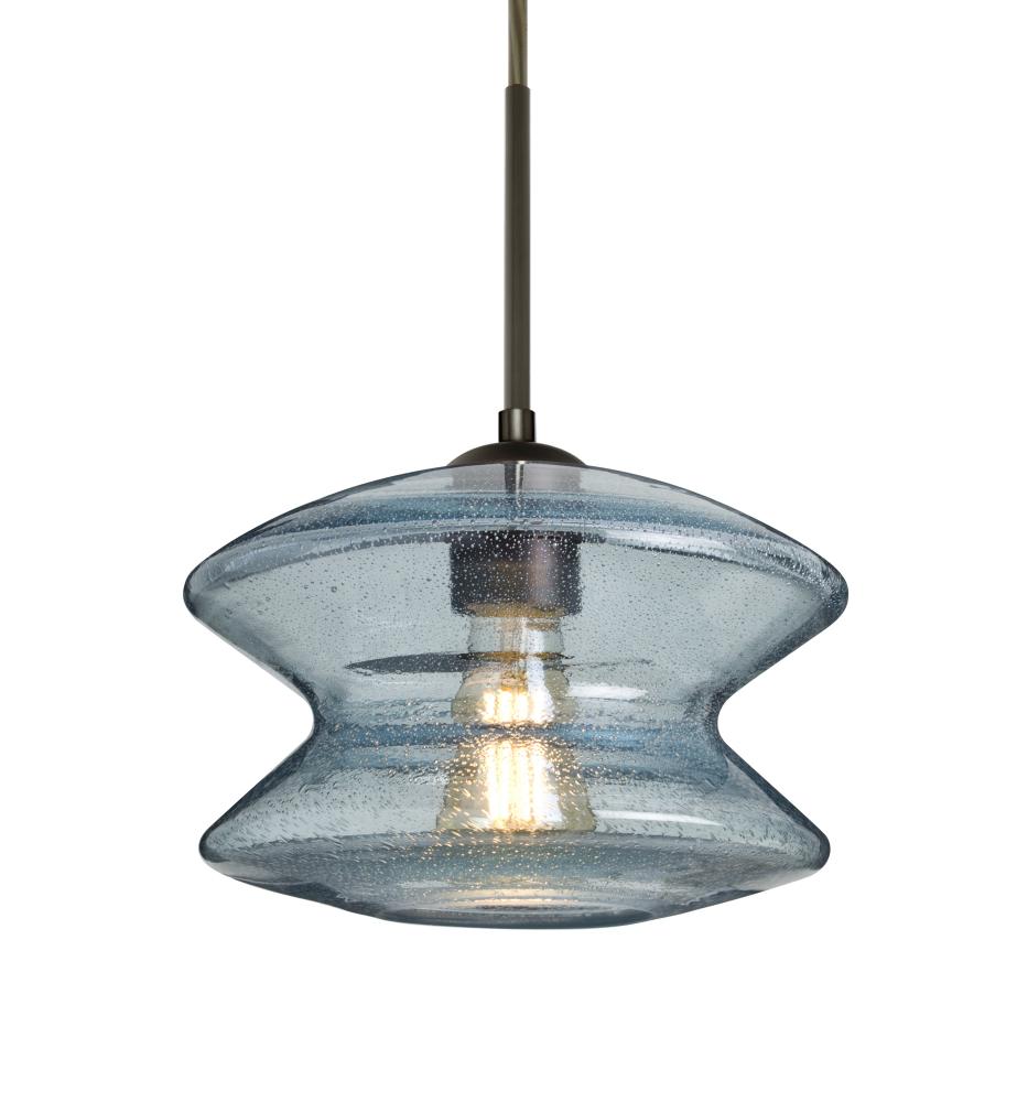 Besa, Zen Cord Pendant For Multiport Canopy, Blue Bubble, Bronze Finish, 1x8W LED Fil