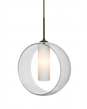 Besa Lighting 1JT-PLATOCL-BR - Besa, Plato Cord Pendant, Clear/Opal, Bronze Finish, 1x60W Medium Base