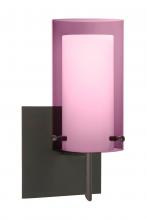 Besa Lighting 1SW-A44007-LED-BR-SQ - Besa Pahu 4 Wall With SQ Canopy 1SW Transparent Amethyst/Opal Bronze 1x5W LED