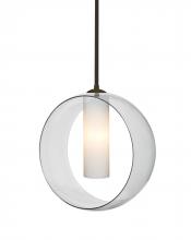 Besa Lighting 1TT-PLATOCL-BR - Besa, Plato Stem Pendant, Clear/Opal, Bronze Finish, 1x60W Medium Base