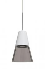 Besa Lighting 1XT-TIMO6WS-LED-SN - Besa, Timo 6 Cord Pendant,Smoke/White, Satin Nickel Finish, 1x9W LED