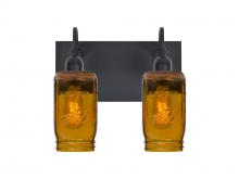 Besa Lighting 2WG-MILO4AM-EDIL-BK - Besa Milo 4 Vanity, Amber, Black Finish, 2x7W LED Filament