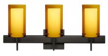 Besa Lighting 3SW-G44007-LED-BR-SQ - Besa Pahu 4 Wall With SQ Canopy 3SW Transparent Armagnac/Opal Bronze 3x5W LED