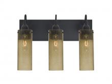 Besa Lighting 3WG-JUNI10LT-BK - Besa Juni 10 Vanity, Latte Bubble, Black Finish, 3x60W Medium Base