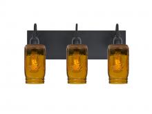 Besa Lighting 3WG-MILO4AM-EDIL-BK - Besa Milo 4 Vanity, Amber, Black Finish, 3x7W LED Filament