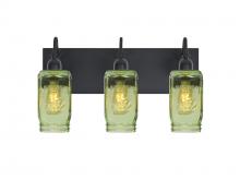 Besa Lighting 3WG-MILO4GR-EDIL-BK - Besa Milo 4 Vanity, Green, Black Finish, 3x7W LED Filament