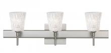 Besa Lighting 3SW-5125GL-LED-SN-SQ - Besa Wall With SQ Canopy Nico 4 Satin Nickel Glitter Stone 3x5W LED