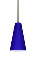 Besa Lighting 1TT-4124CM-SN - Besa Cierro Stem Pendant Satin Nickel Cobalt Blue Matte 1x100W Medium Base