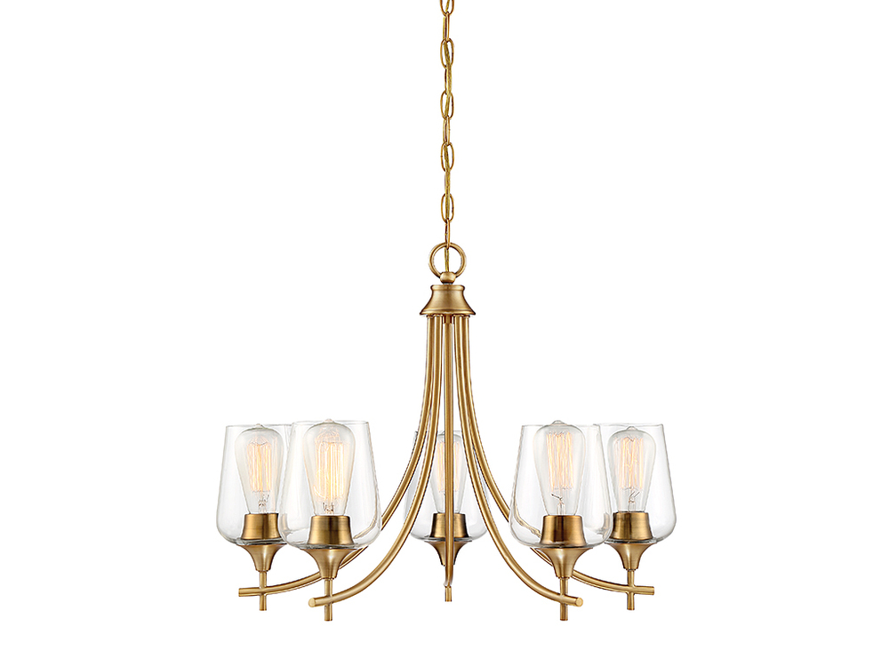 Octave 5-Light Chandelier in Warm Brass