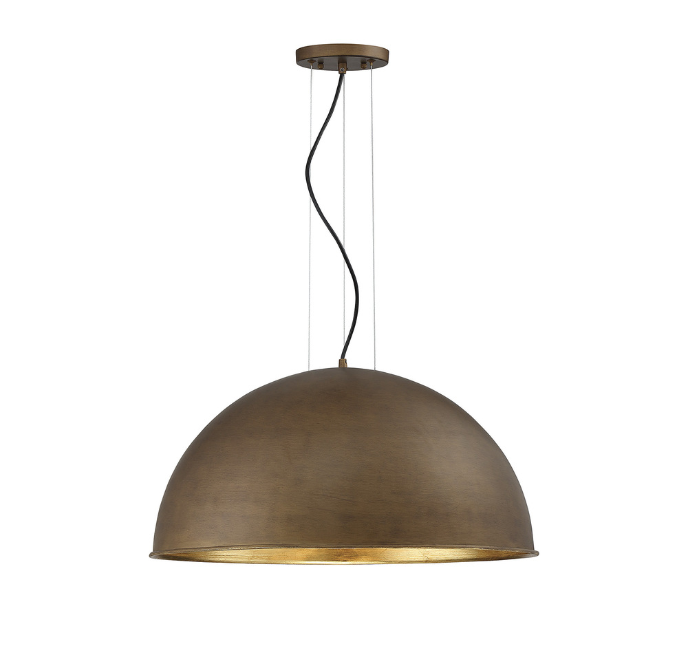 Sommerton 3-Light Pendant in Rubbed Bronze with Gold Leaf