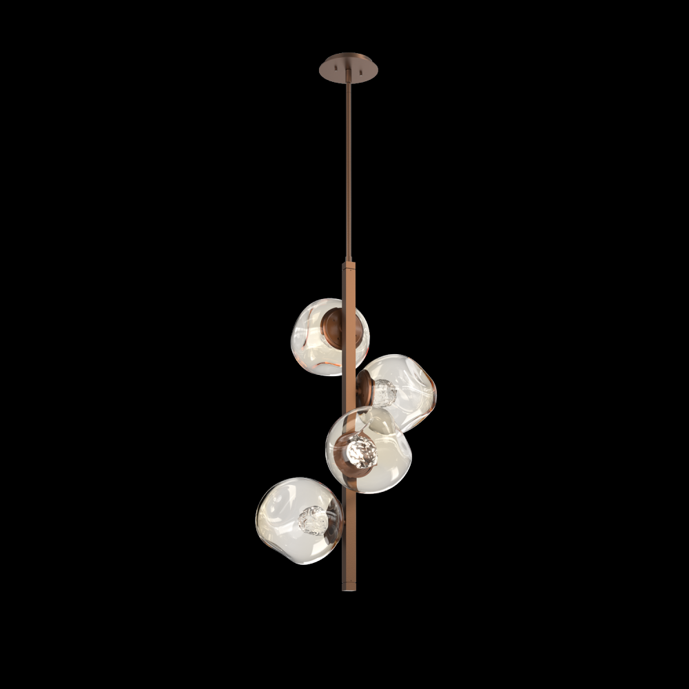 Luna 4pc Twisted Vine-Burnished Bronze-Floret Inner - Amber Outer-Threaded Rod Suspension-LED 3000K