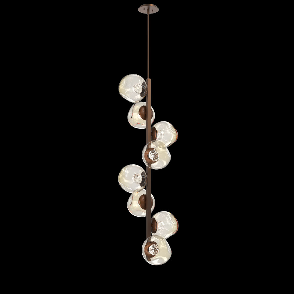 Luna 8pc Twisted Vine-Burnished Bronze-Floret Inner - Amber Outer-Threaded Rod Suspension-LED 3000K