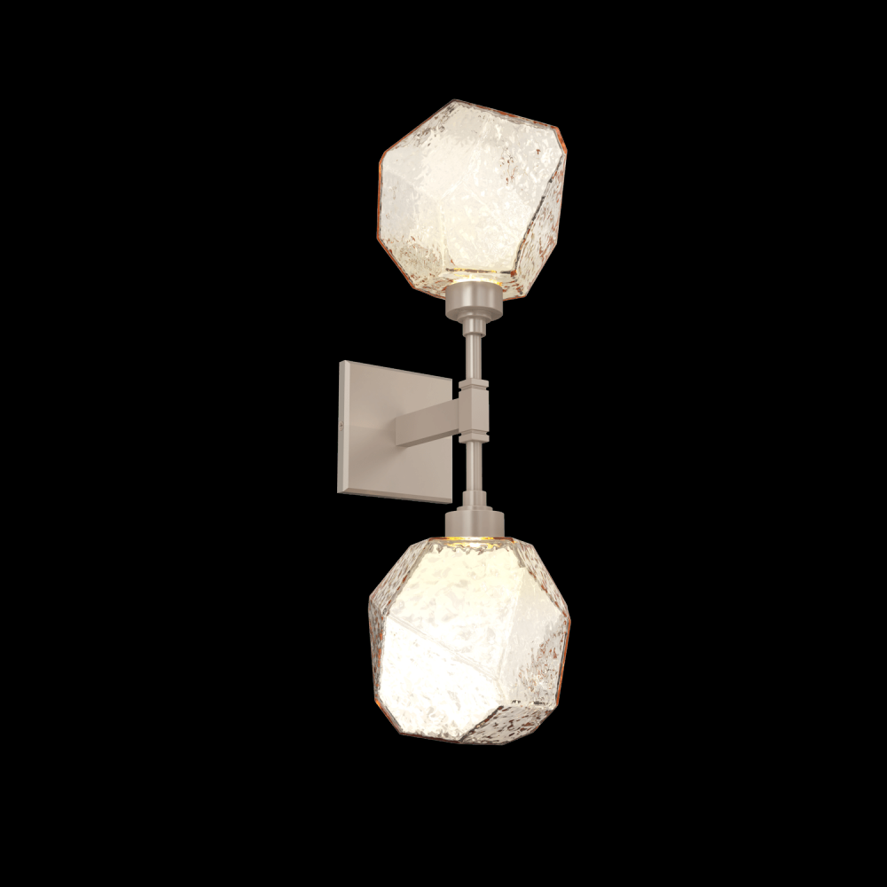 Gem Double Sconce-Metallic Beige Silver-Blown Glass Gem