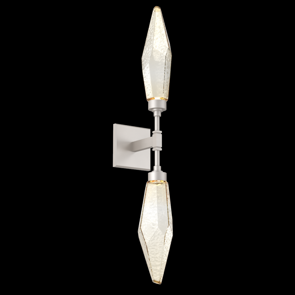 Rock Crystal Double Sconce-Metallic Beige Silver-Chilled Blown Glass