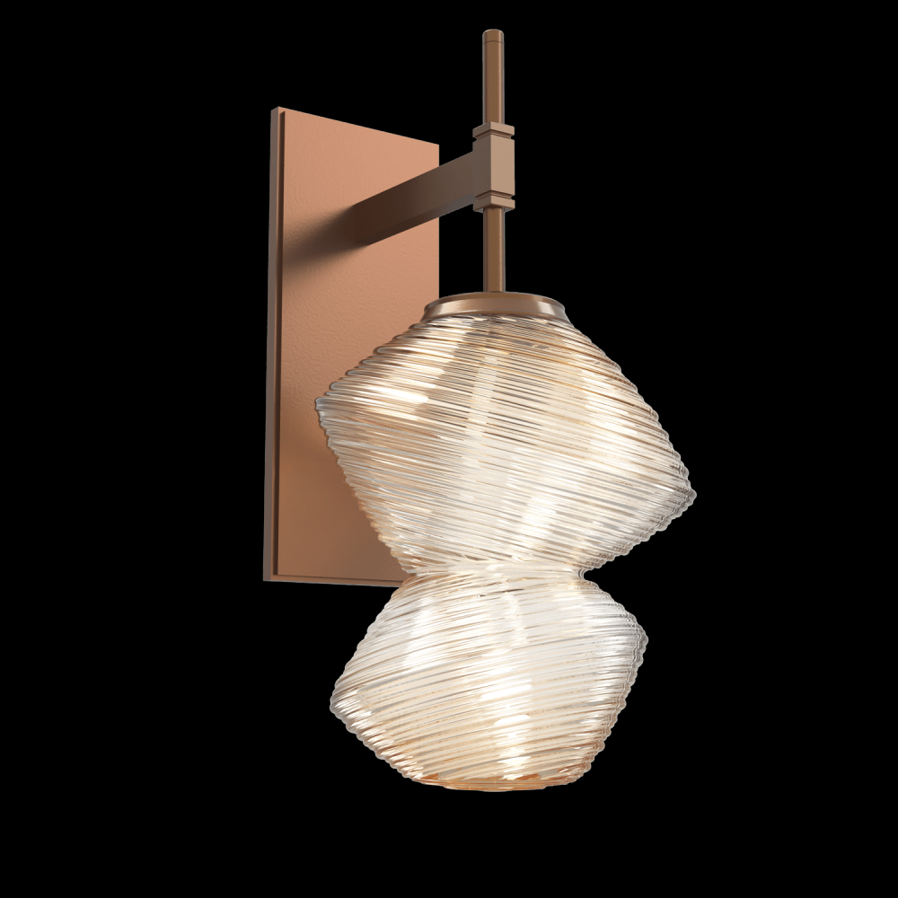 Mesa Sconce-Burnished Bronze-Amber Blown Glass