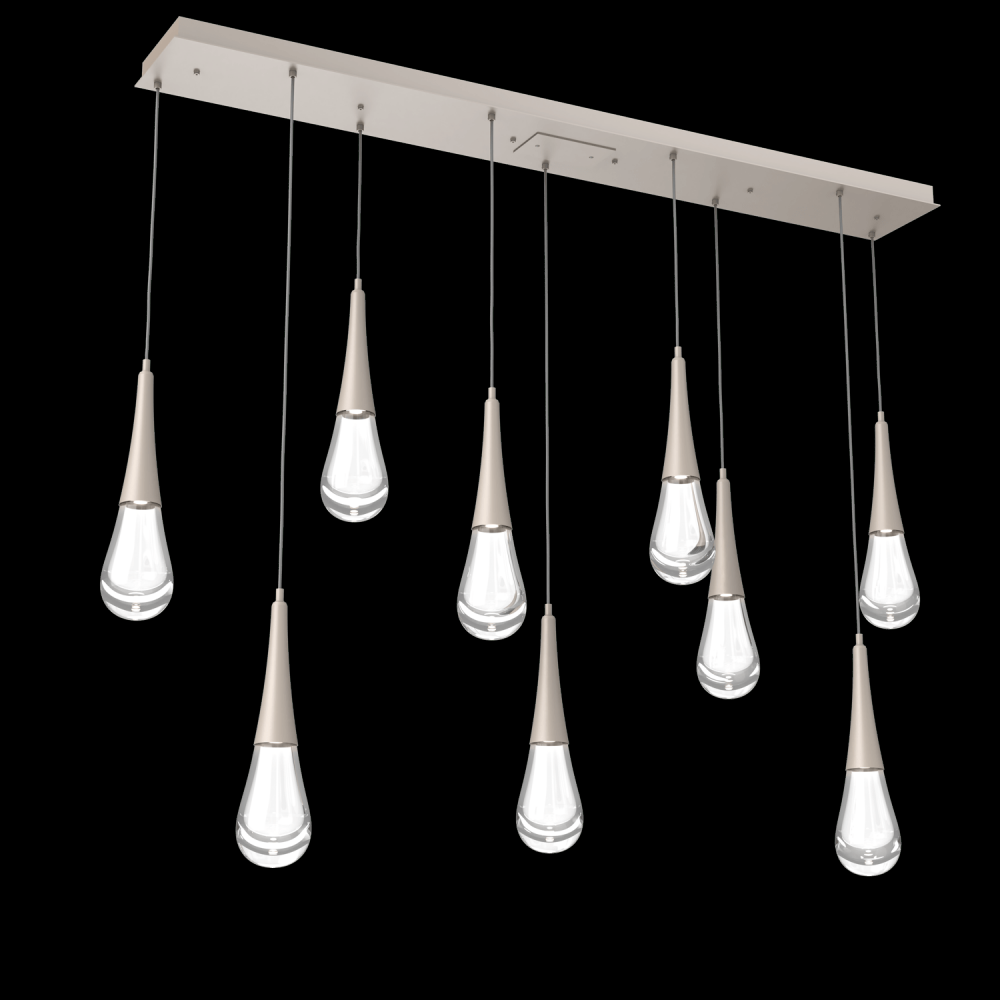 Raindrop Linear 9 PC.-Metallic Beige Silver-Blown Glass