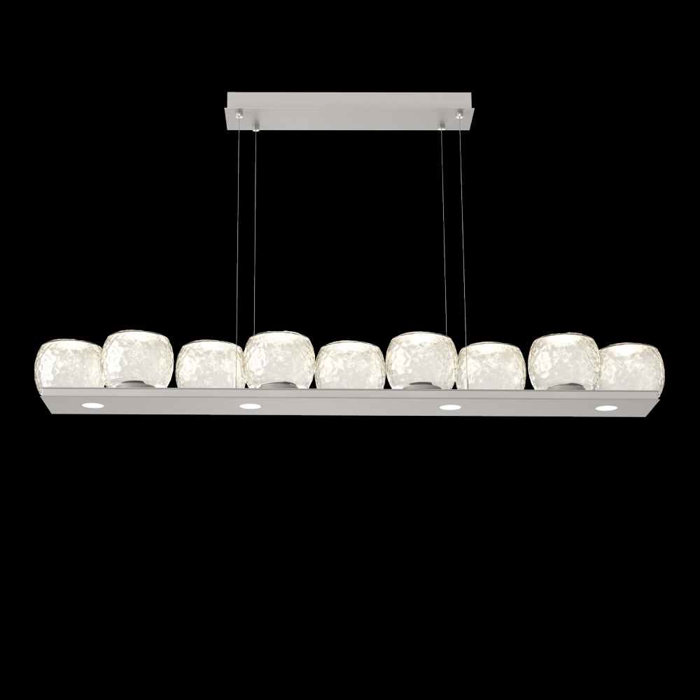 Vessel 59-inch Platform Linear-Beige Silver-Amber Blown Glass-Stainless Cable-LED 3000K