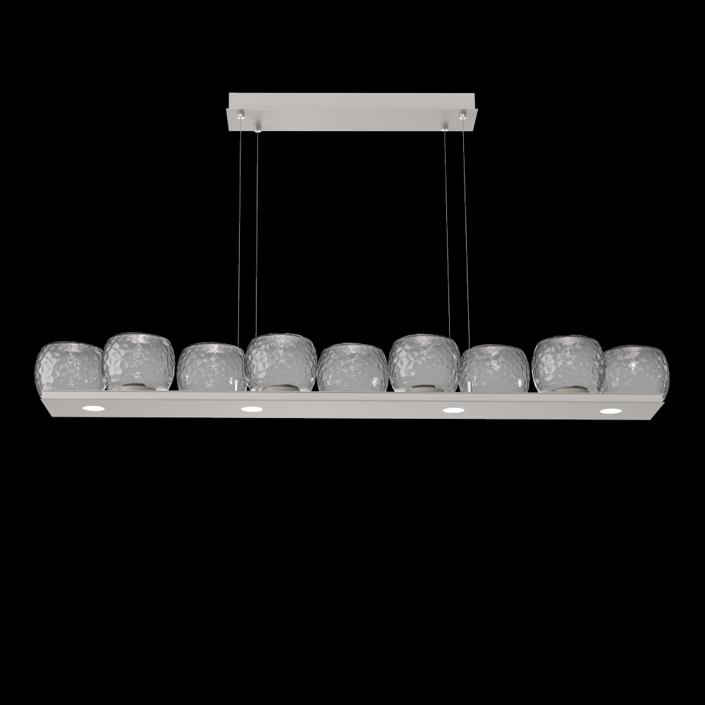Vessel 59-inch Platform Linear-Beige Silver-Smoke Blown Glass-Stainless Cable-LED 3000K
