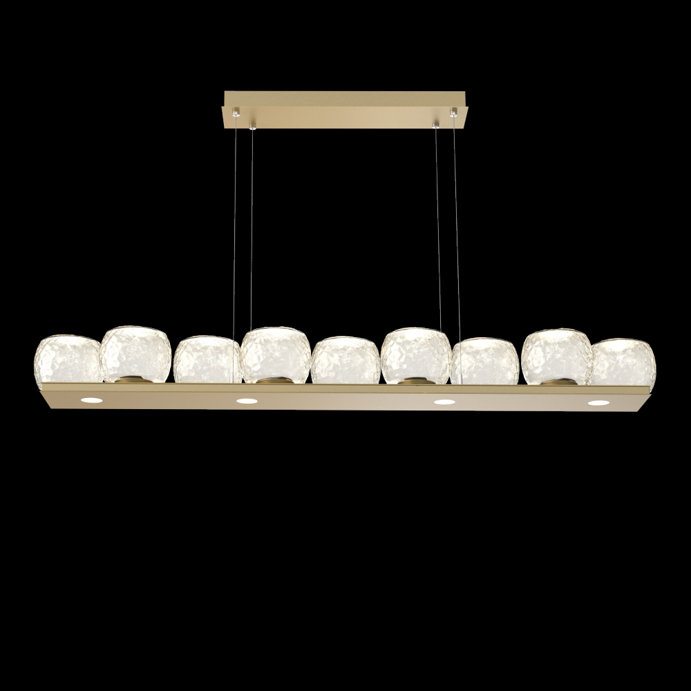 Vessel 59-inch Platform Linear-Gilded Brass-Amber Blown Glass-Stainless Cable-LED 2700K