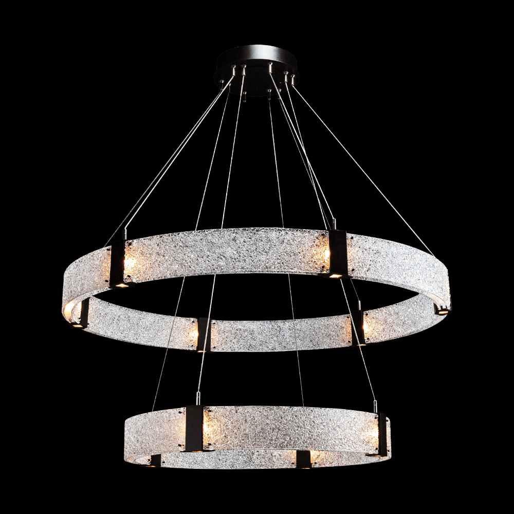 Two Tier Parallel Ring Chandelier-2B-Flat Bronze