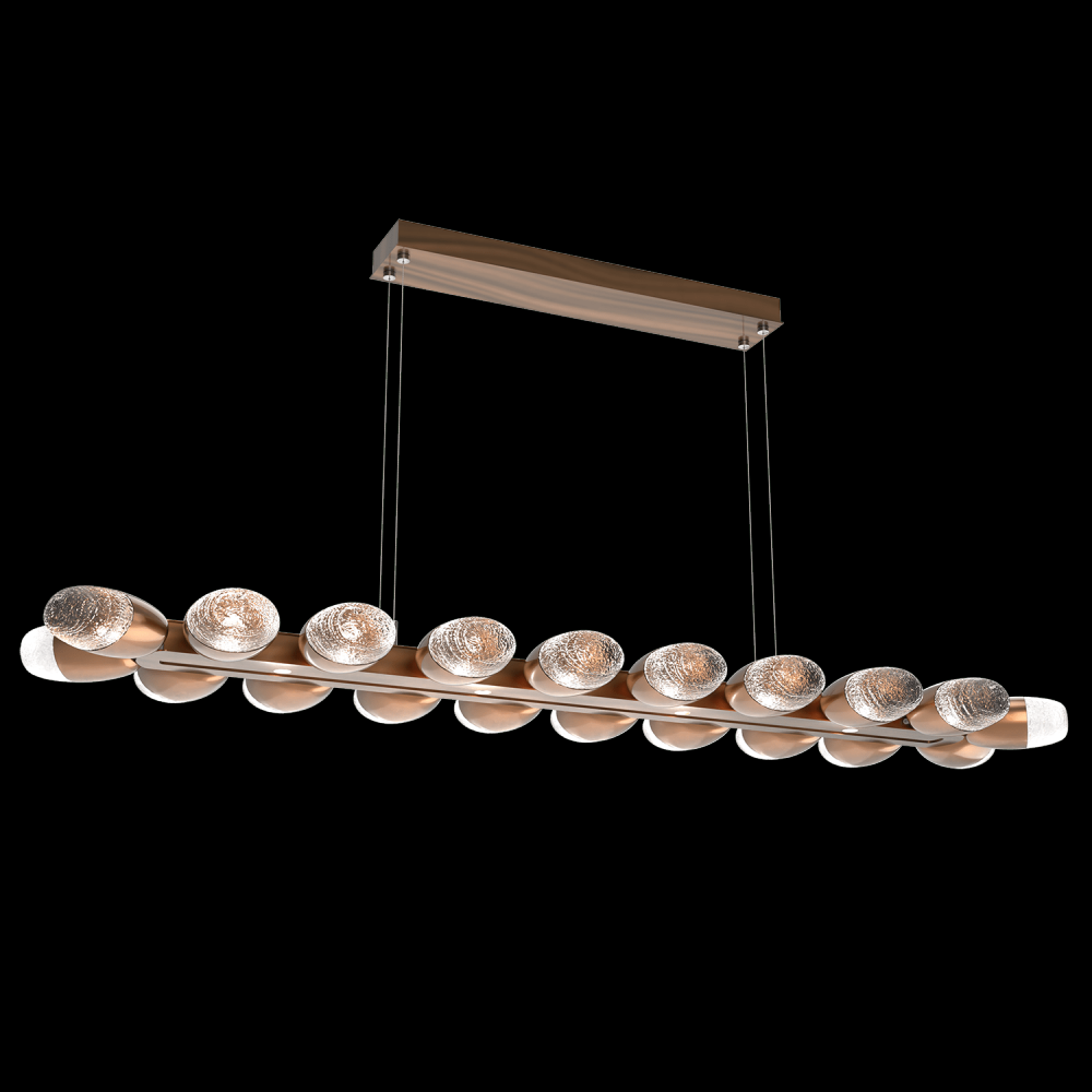 Pebble Linear Suspension 60" Small Glass-Novel Brass-Pebble Clear