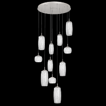 Hammerton CHB0091-11-BS-C-C01-L1 - Vessel 11pc Round Multi-Pendant-Beige Silver-Clear Blown Glass-Cloth Braided Cord-LED 2700K