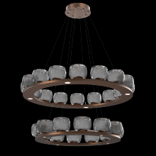 Hammerton CHB0091-2B-BB-S-CA1-L3 - Vessel Two-Tier Platform Ring-Burnished Bronze-Smoke Blown Glass-Stainless Cable-LED 3000K